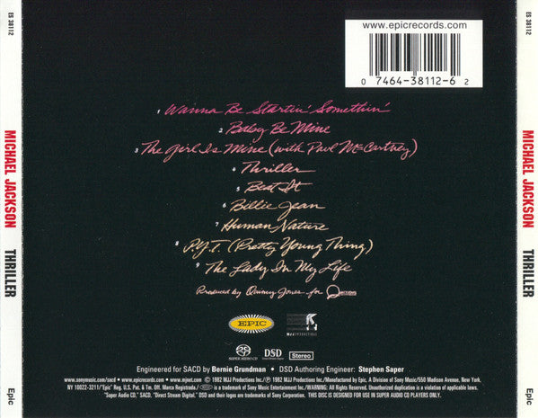 Michael Jackson : Thriller (SACD, Album, RE, Pla)