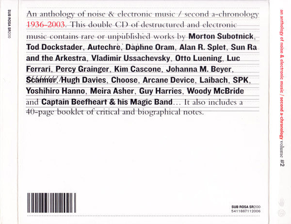 Various : An Anthology Of Noise &amp; Electronic Music / Second A-Chronology 1936-2003 (2xCD, Comp, Enh, RP)