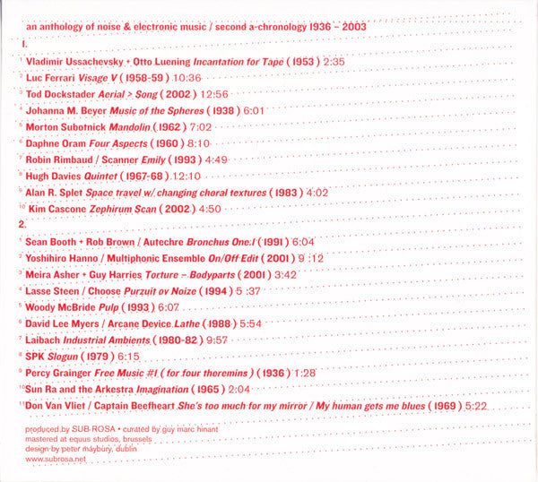 Various : An Anthology Of Noise &amp; Electronic Music / Second A-Chronology 1936-2003 (2xCD, Comp, Enh, RP)