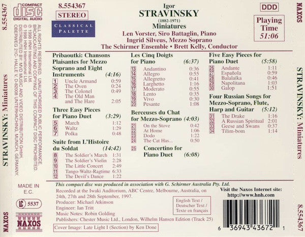 Stravinsky*, The Schirmer Ensemble : Pribaoutki • Berceuses Du Chat • Suite From The Soldier&#39;s Tale • Four Russian Songs (CD, Album)