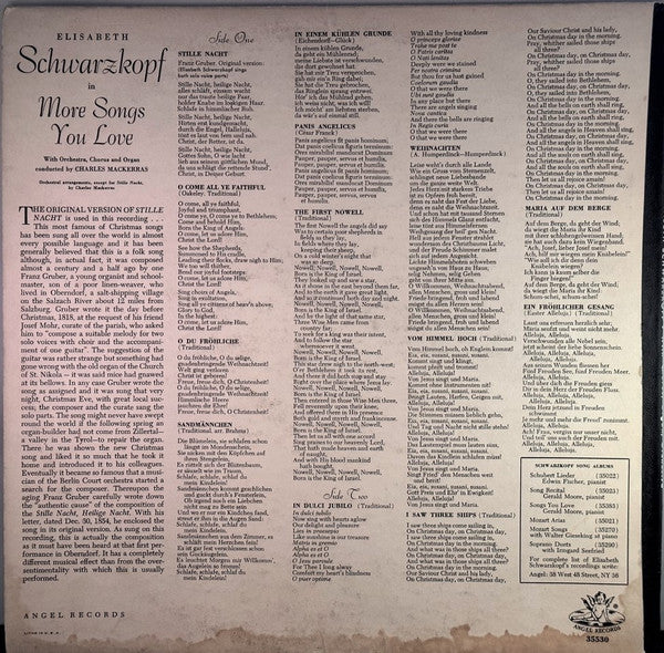 Elisabeth Schwarzkopf, Charles Mackerras* : More Songs You Love (LP, Mono, RE, Blu)