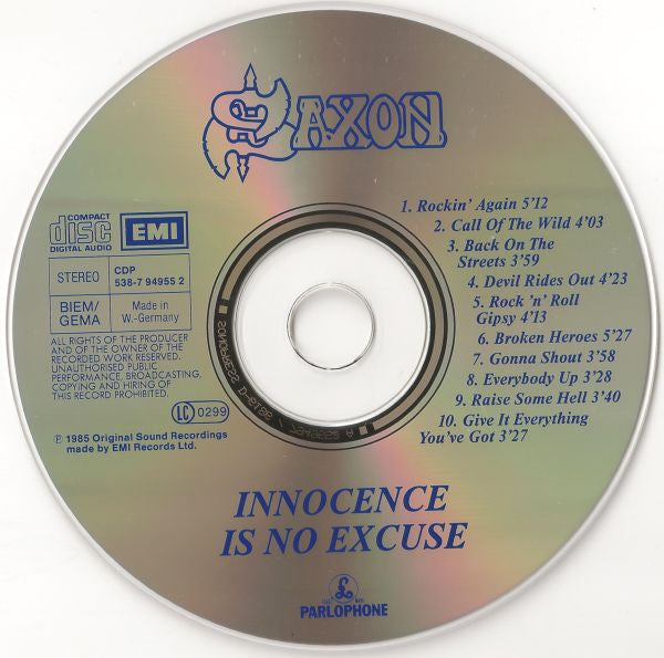 Saxon : Innocence Is No Excuse (CD, Album, RE)