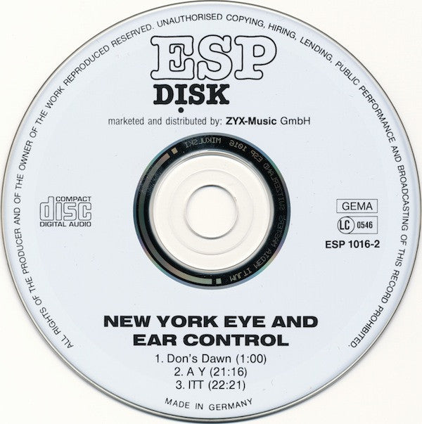 Albert Ayler, Don Cherry, John Tchicai, Roswell Rudd, Gary Peacock, Sonny Murray* : New York Eye And Ear Control (CD, Album, RE)