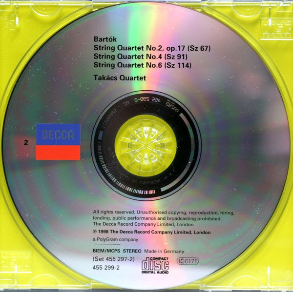 Béla Bartók - Takács Quartet : The 6 String Quartets = Les Quatuors A Cordes = Die Streichquartette (2xCD, Album)
