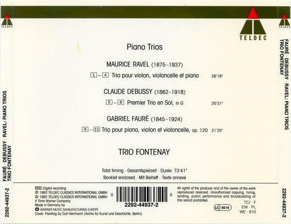 Ravel* • Debussy* • Fauré* - Trio Fontenay : Piano Trios (CD, Album)