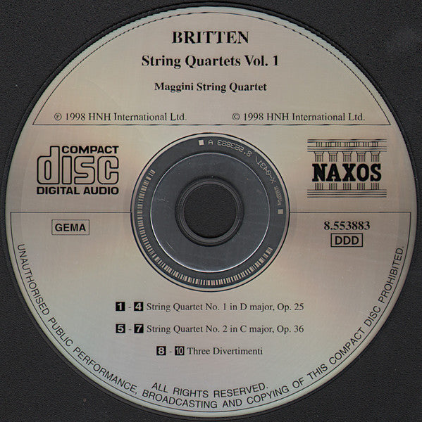 Britten* - Maggini String Quartet* : String Quartets Vol. 1 (CD, Album)