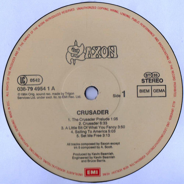 Saxon : Crusader (LP, Album, RE, Gat)