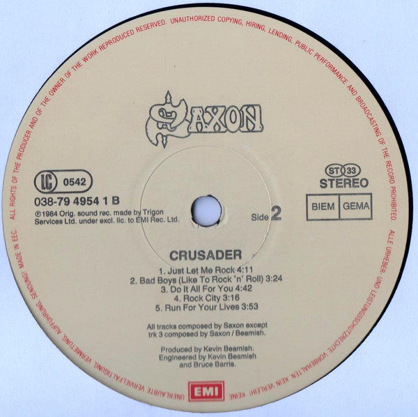 Saxon : Crusader (LP, Album, RE, Gat)