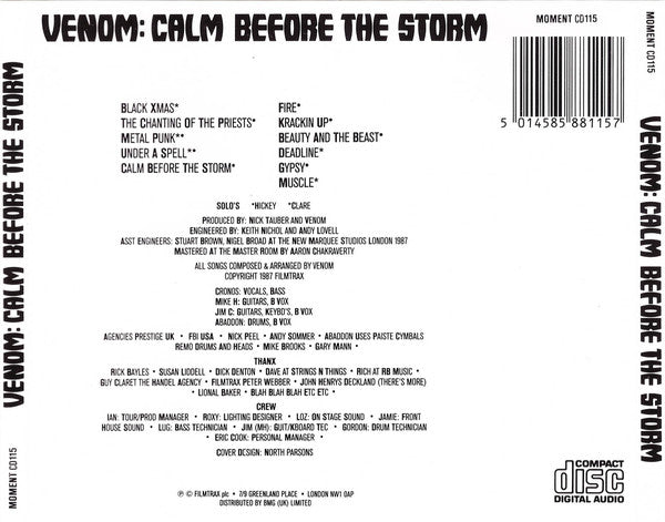 Venom (8) : Calm Before The Storm (CD, Album)
