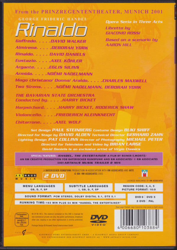 George Frideric Handel* - Deborah York, David Daniels*, David Walker*, David Alden, Harry Bicket, Brian Large : Rinaldo (2xDVD-V, PAL)