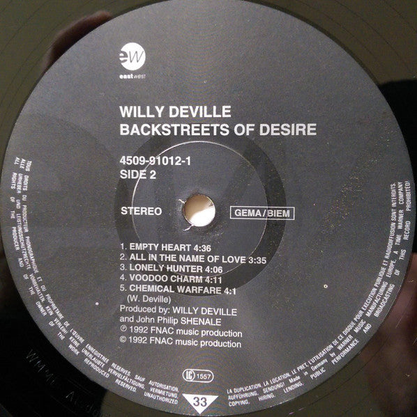 Willy DeVille : Backstreets Of Desire (LP, Album)