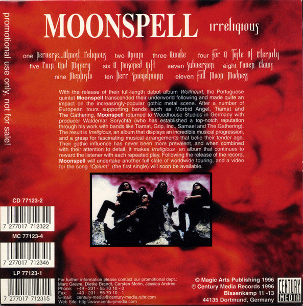 Moonspell : Irreligious (CD, Album, Promo)