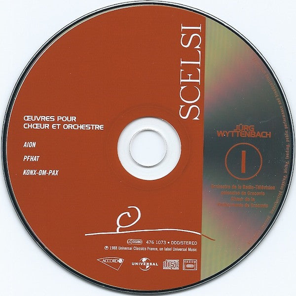 Scelsi* - Jürg Wyttenbach, Orchestre De La Radio-Télévision Polonaise De Cracovie*, Chœur De La Philharmonie De Cracovie* : Œuvres Pour Chœur Et Orchestre (3xCD, RE + Box, Comp)