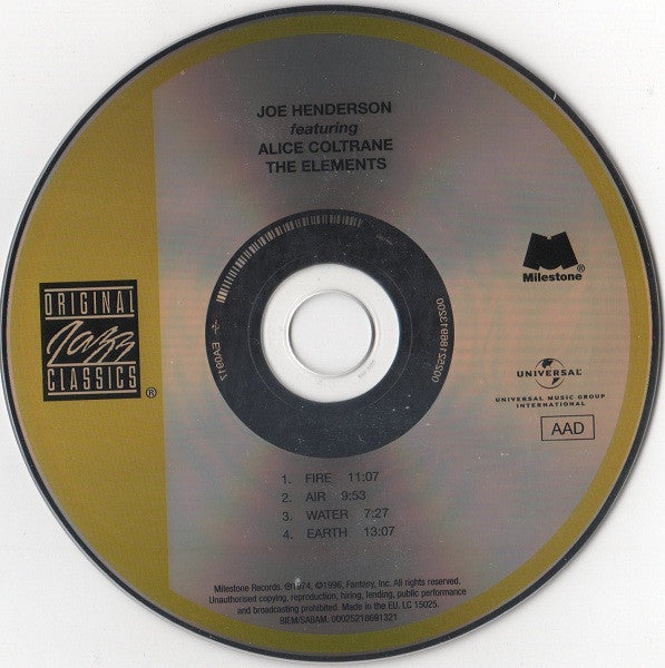 Joe Henderson Featuring Alice Coltrane : The Elements (CD, Album, RE, RM)