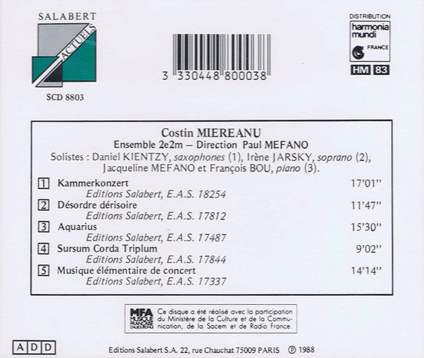 Costin Miereanu : Costin Miereanu (CD)