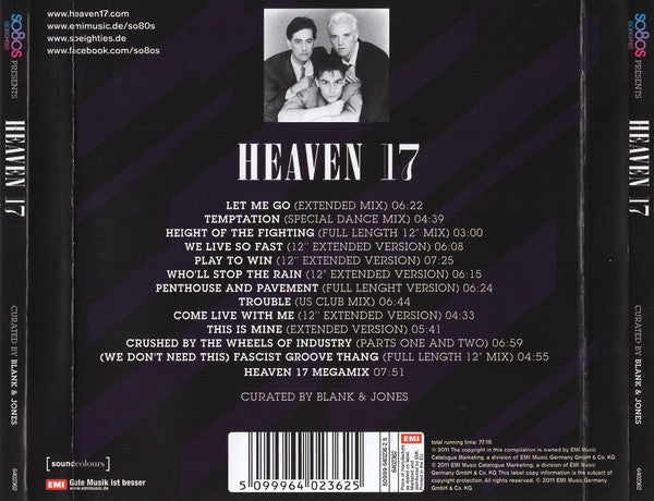 Heaven 17 Curated By Blank &amp; Jones : So80s (Soeighties) Presents Heaven 17 (CD, Comp)
