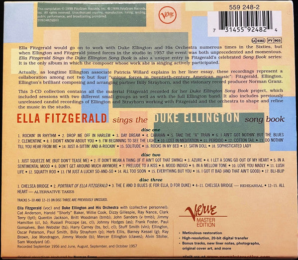 Ella Fitzgerald : Ella Fitzgerald Sings The Duke Ellington Song Book (3xCD, Album, RE, RM, Dig)