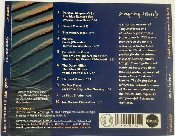 Tony McManus &amp; Alain Genty : Singing Sands (CD, Album)