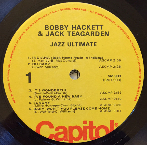Bobby Hackett And Jack Teagarden : Jazz Ultimate (LP, Album, RP)