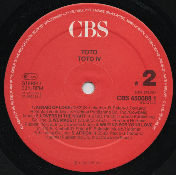 Toto : Toto IV (LP, Album, RE)