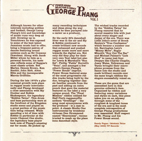 George Phang : Power House Selector's Choice Vol. 1 (4xCD, Comp + Box)