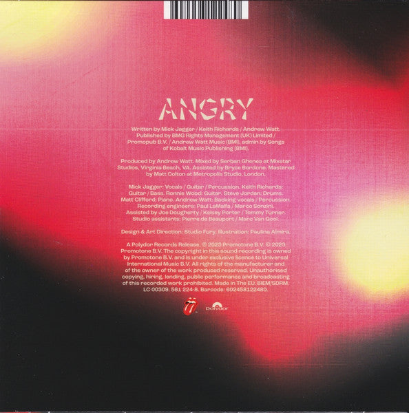 Rolling Stones* : Angry (7&quot;, S/Sided, Single, Etch, Red)