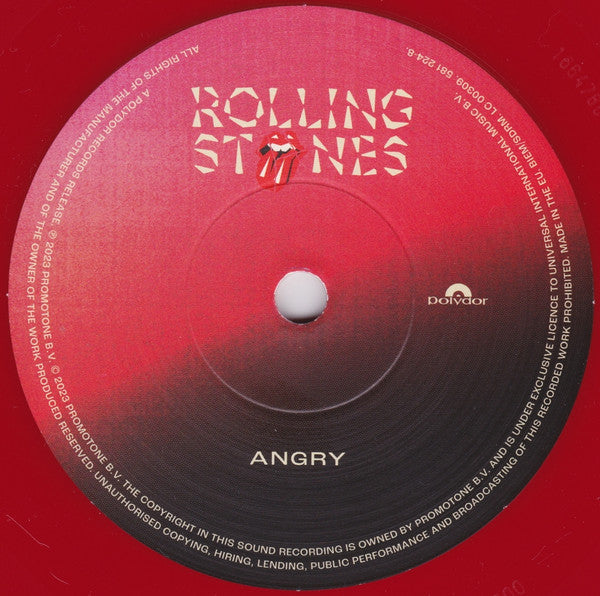 Rolling Stones* : Angry (7&quot;, S/Sided, Single, Etch, Red)