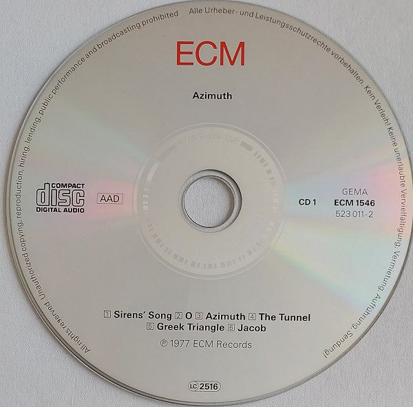 Azimuth (2) : Azimuth / The Touchstone / Départ (CD, Album, RE + CD, Album, RE + CD, Album, RE + Co)