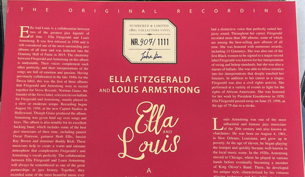 Ella Fitzgerald And Louis Armstrong : Ella And Louis (LP, Album, Ltd, Num, Whi)