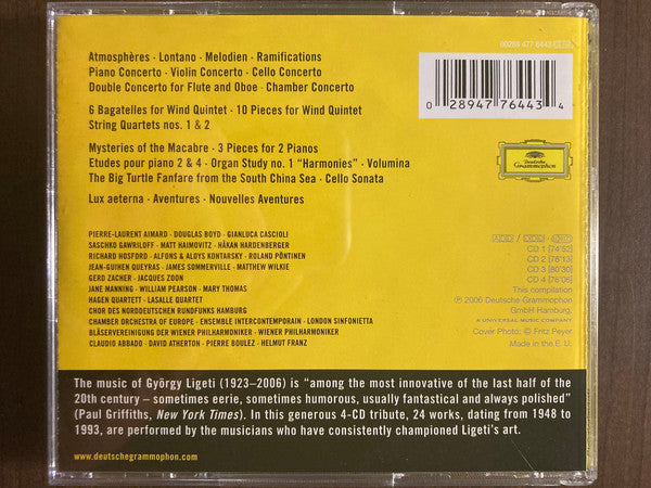 György Ligeti : Clear Or Cloudy – Complete Recordings On Deutsche Grammophon (4xCD, Comp, RM, RP, EDC)