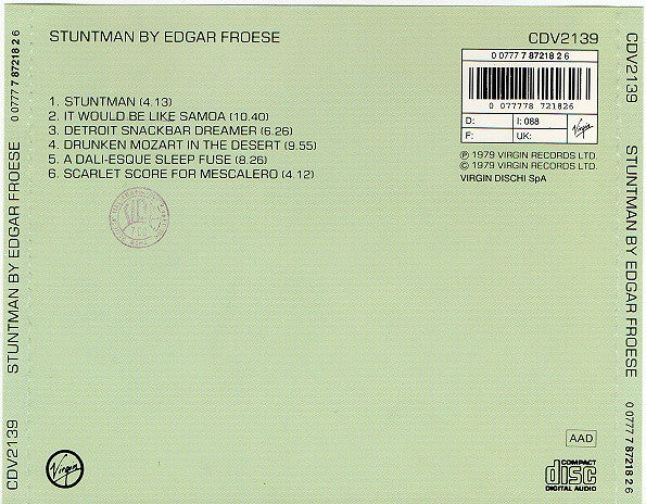 Edgar Froese : Stuntman (CD, Album, RE)