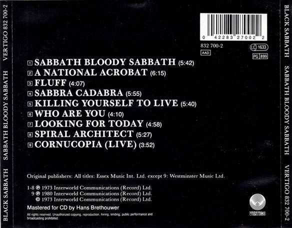 Black Sabbath : Sabbath Bloody Sabbath (CD, Album, RE)