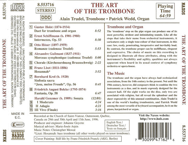 Alain Trudel, Patrick Wedd : The Art Of The Trombone (CD, Album)