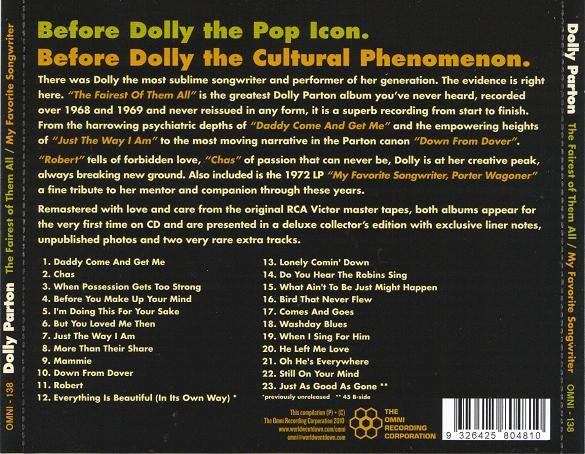 Dolly Parton : The Fairest Of Them All / My Favorite Songwriter, Porter Wagoner (CD, Comp, RE)