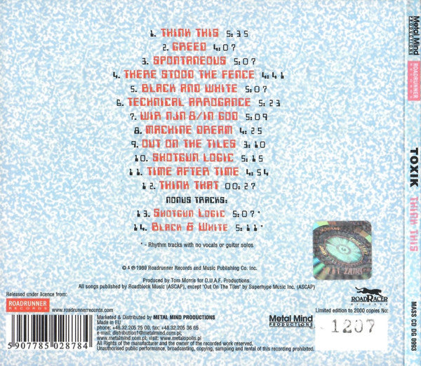Toxik : Think This (CD, Album, Ltd, Num, RE, RM, Dig)