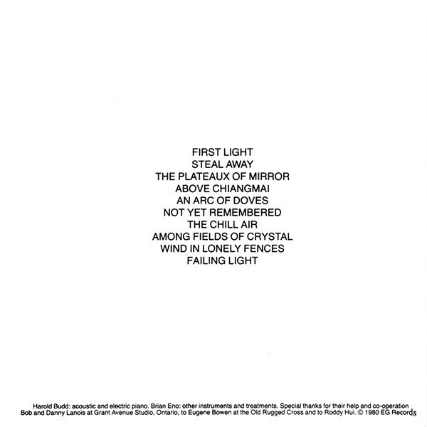 Harold Budd / Brian Eno : Ambient 2: The Plateaux Of Mirror (CD, Album)