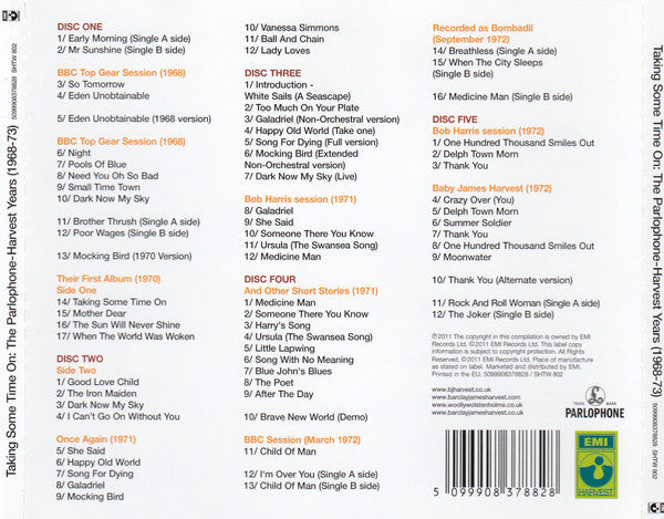 Barclay James Harvest : Taking Some Time On - Harvest Years (1968-73) (5xCD, Album, Comp)
