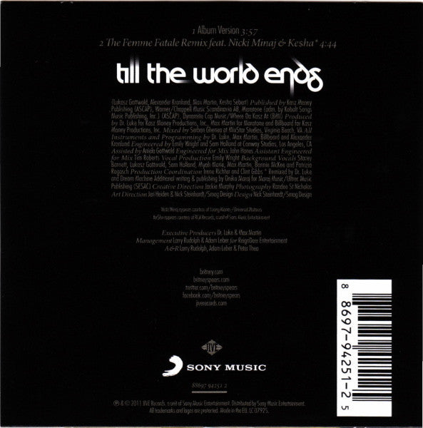 Britney Spears : Till The World Ends (CD, Single, Car)