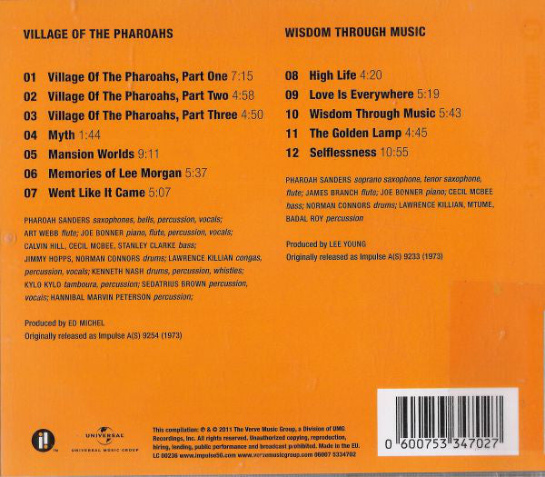 Pharoah Sanders : Village Of The Pharoahs / Wisdom Through Music (CD, Comp, RM)