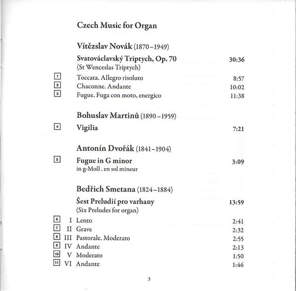 Iain Quinn : Plays Czech Music On The Organ Of Norwich Cathedral (CD)