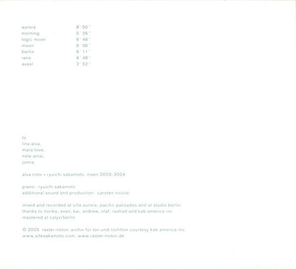 Alva Noto + Ryuichi Sakamoto : Insen (CD, Album, RP)