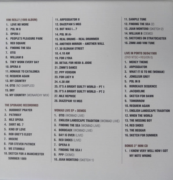 The Durutti Column : Vini Reilly (CD, Album, RE + 2xCD, Album, RE + CD, Mini, Single)