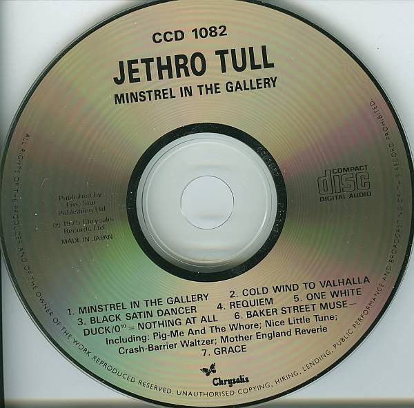 Jethro Tull : Minstrel In The Gallery (CD, Album, RE, War)