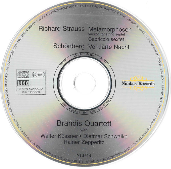 Brandis Quartett* With Walter Küssner, Dietmar Schwalke, Rainer Zepperitz, Richard Strauss / Arnold Schönberg* : Metamorphosen / Capriccio Sextet / Verklärte Nacht (CD, Amb)