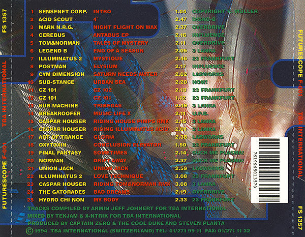 Tekjam* &amp; X-Ntrik : Futurescope F-001 (A Compilation) (CD, Comp, Mixed)