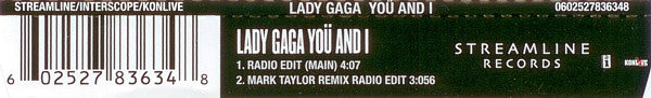 Lady Gaga : Yoü And I (CD, Single)