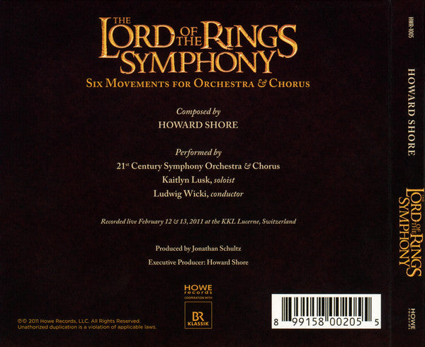 Howard Shore : The Lord Of The Rings Symphony (Six Movements For Orchestra &amp; Chorus) (2xCD, Album)