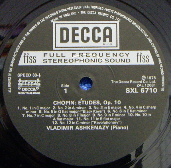 Chopin*, Vladimir Ashkenazy : Etudes Op. 10 &amp; Op. 25 (LP)