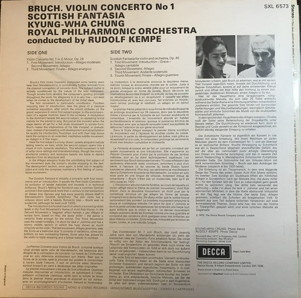 Bruch*, Kyung-Wha Chung, Royal Philharmonic Orchestra, Rudolf Kempe : Violin Concerto / Scottish Fantasia (LP, Album)