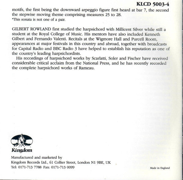 Domenico Scarlatti, Gilbert Rowland : Sonatas For Harpsichord Volume 2 (2xCD)